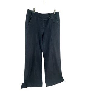 Larry Levine Women's Stretch Wide Leg Denim Jean Trousers Size 10 Cotton Blend W